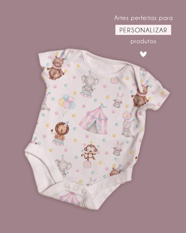 Kit Digital Circo Rosa Aquarelado Artes Para Personalizados