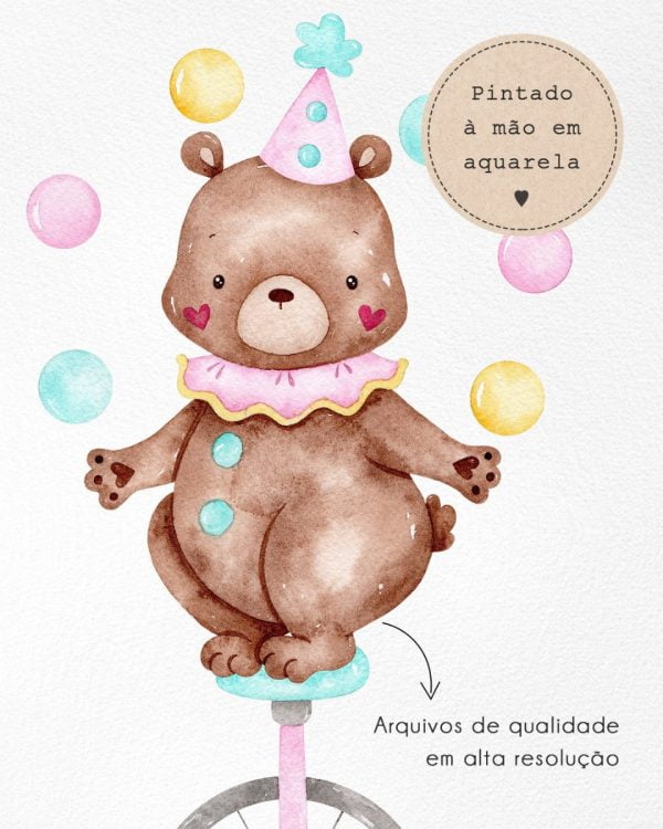 Kit Digital Circo Rosa Aquarelado Artes Para Personalizados