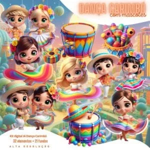 Kit Digital Dança Carimbó Baby Png Ilustrações 3D Fofo 10 Kit Digital Danca Carimbo Baby Png Ilustracoes 3d Fofo 2