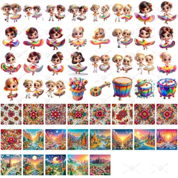 Kit Digital Danca Carimbo Baby Png Ilustracoes 3d Fofo
