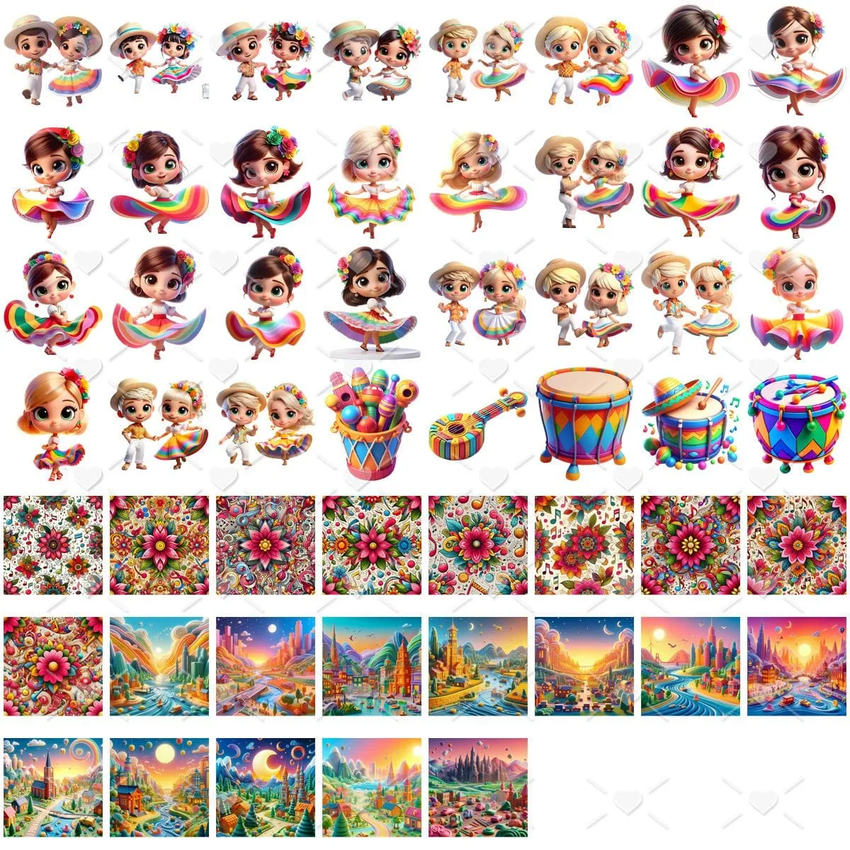 Kit Digital Dança Carimbó Baby Png Ilustrações 3D Fofo 2 Kit Digital Danca Carimbo Baby Png Ilustracoes 3d Fofo