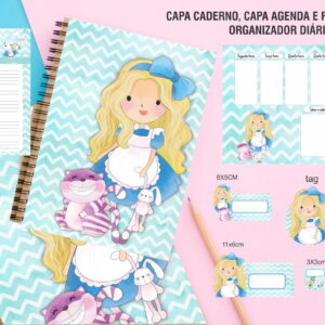 kit digital de encadernacao alice no pais das maravilhas