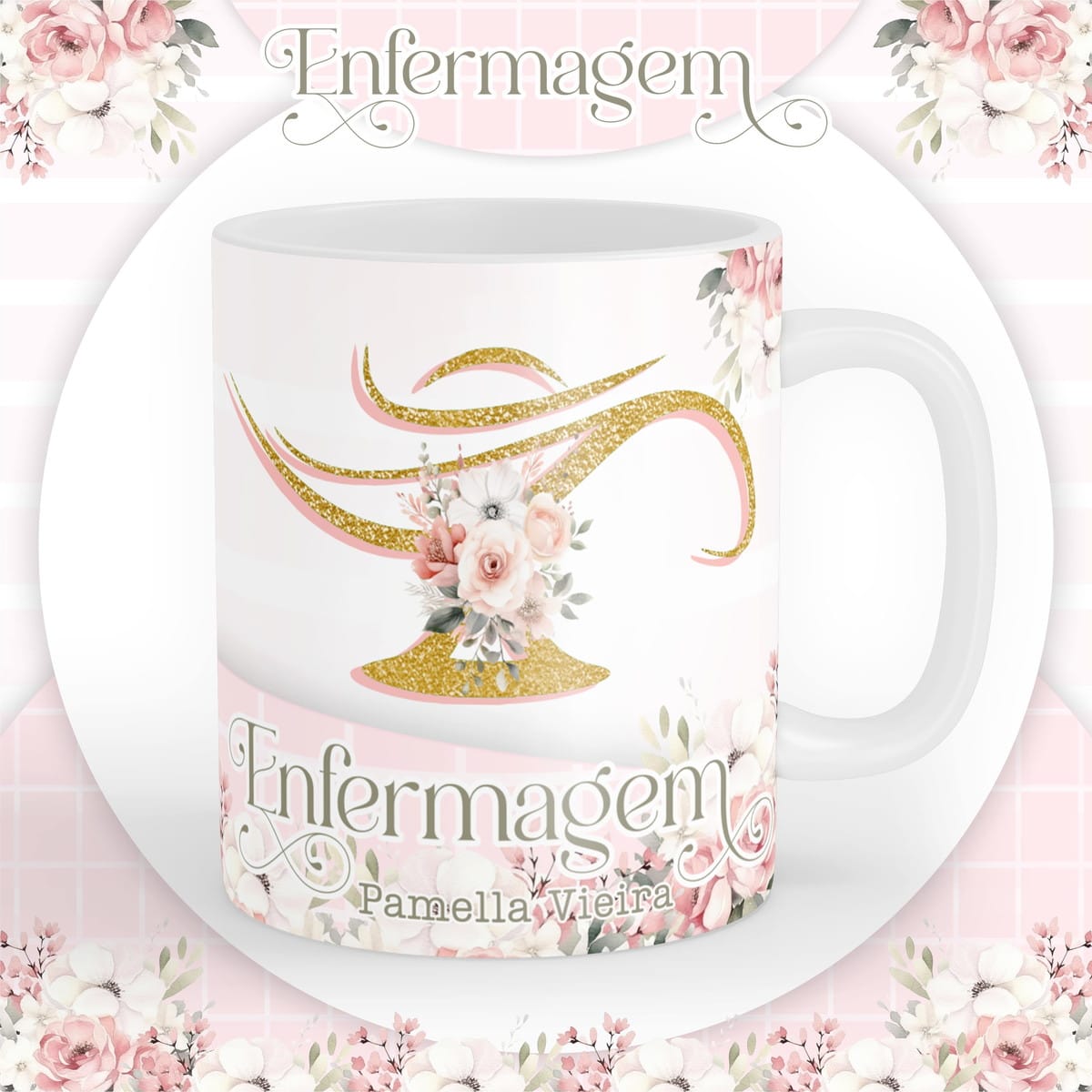 Kit Digital de Encadernação Enfermagem Feminino Floral 3 Kit Digital de Encadernação Enfermagem Feminino Floral - Imagem 3