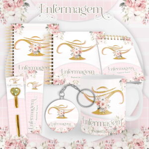 kit digital de encadernacao enfermagem feminino floral