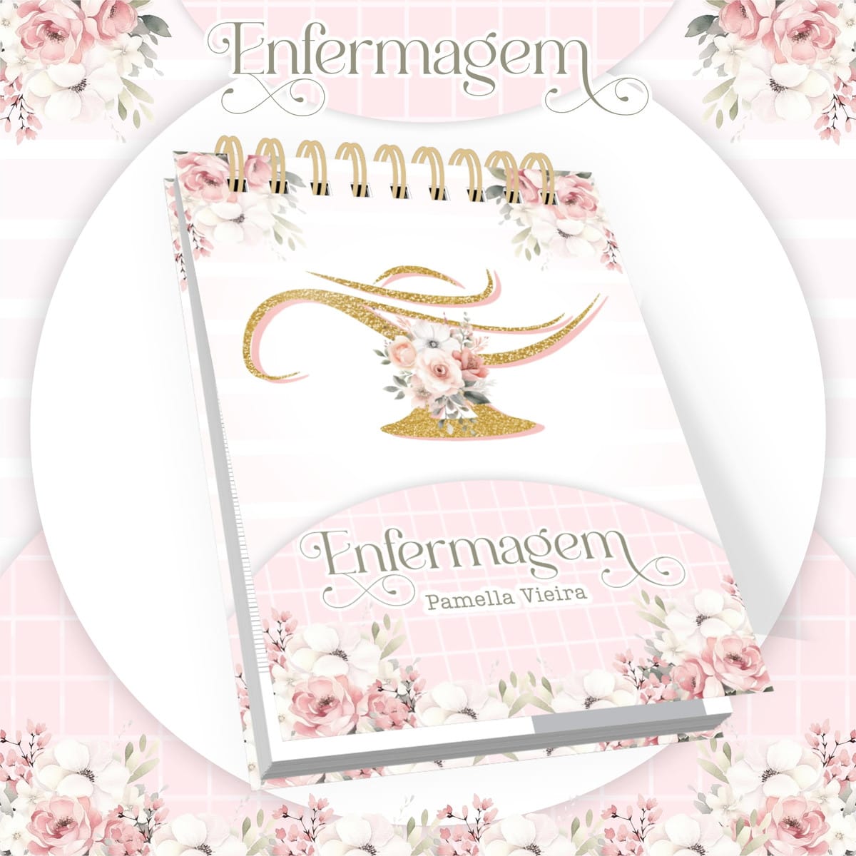 Kit Digital de Encadernação Enfermagem Feminino Floral 4 Kit Digital de Encadernação Enfermagem Feminino Floral - Imagem 4