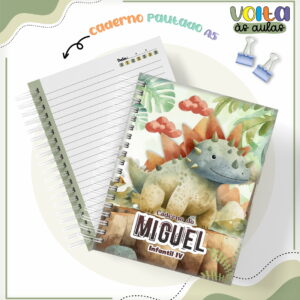 kit digital de encadernacao escolar dinossauro