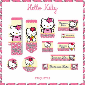 kit digital de encadernacao escolar hello kitty