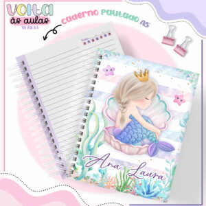 kit digital de encadernacao escolar tema sereia