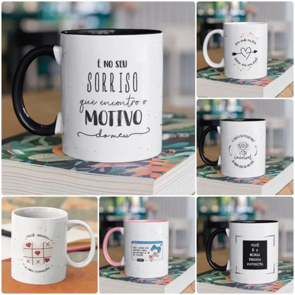 Kit Digital de Estampas para Caneca de Namorados