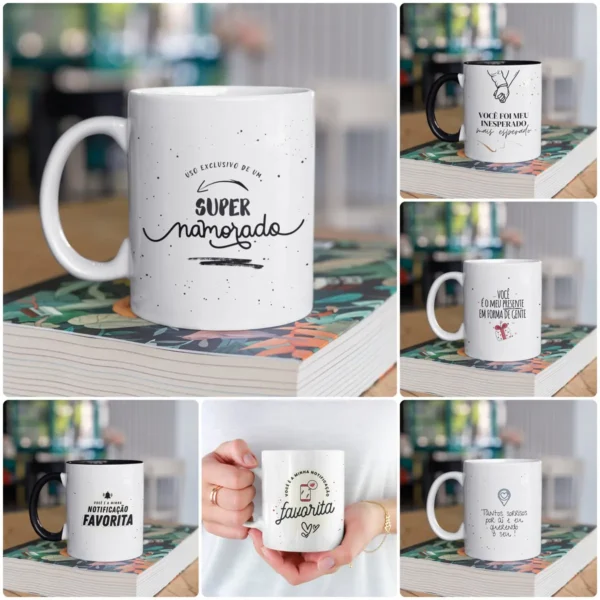 Kit Digital de Estampas para Caneca de Namorados