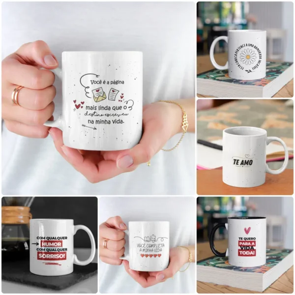 Kit Digital de Estampas para Caneca de Namorados