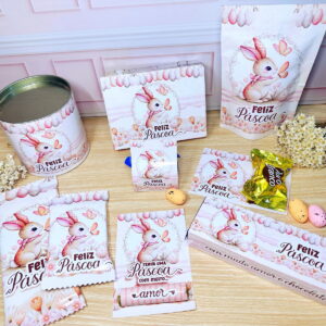 kit digital de pascoa aquarela com coelhinhos e ovos