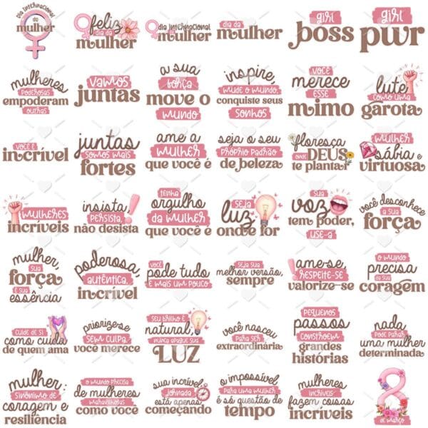 Kit Digital Dia da Mulher 2025 PNG Ilustrações e Elementos