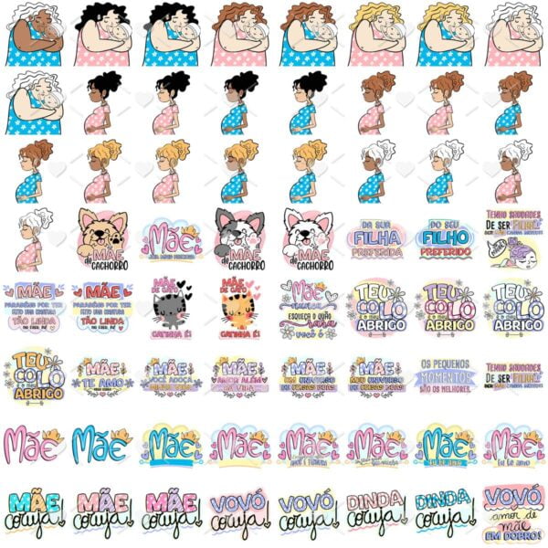 Kit Digital Dia das Mães Imagens PNG Frases Mamãe Vovó