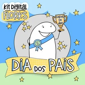 Ilustração de um personagem branco sorridente segurando um troféu comemorativo.