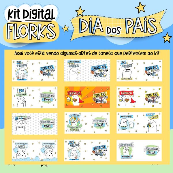 Kit Digital Dia Dos Pais Flork Estampas Caneca Frases Png