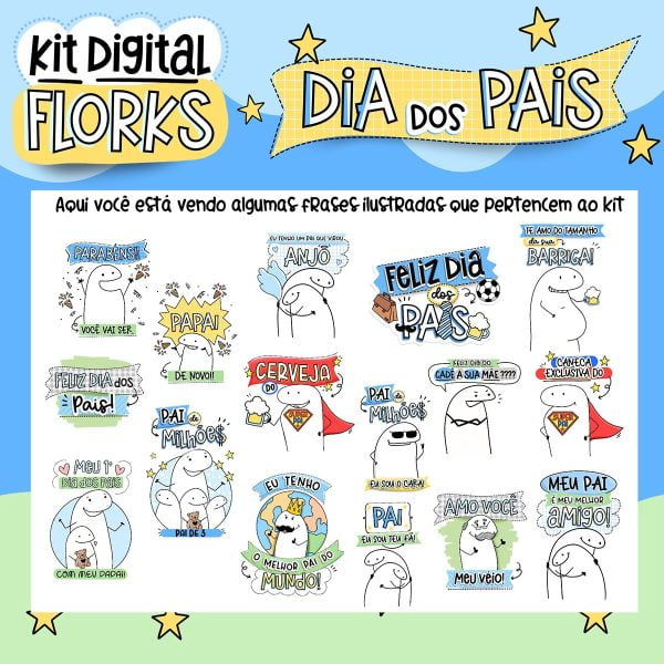 Kit Digital Dia Dos Pais Flork Estampas Caneca Frases Png