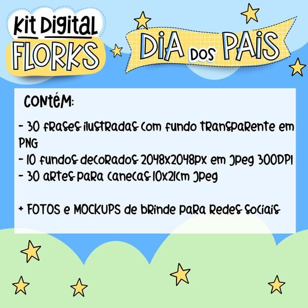 Kit Digital Dia Dos Pais Flork Estampas Caneca Frases Png