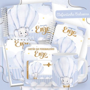 kit digital encadernacao baby elefantinho baloeiro