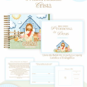 kit digital encadernacao bebe menino fazendinha e jesus