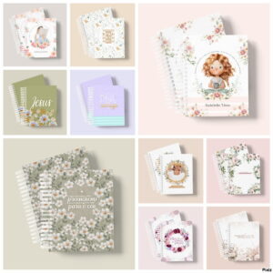 kit digital encadernacao crista feminina floral completo