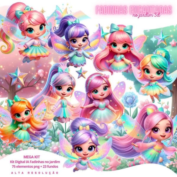 Kit Digital Fadinhas Encantadas No Jardim Baby Ilustracoes 3