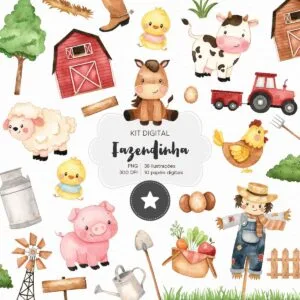 Kit Digital Fazendinha Farm Animais Fofos Na Fazenda Em Png 5
