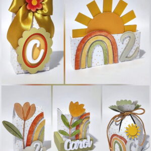kit digital festa boho floral com caixinhas para corte