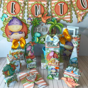 kit digital festa dino aquarela com arquivo de corte