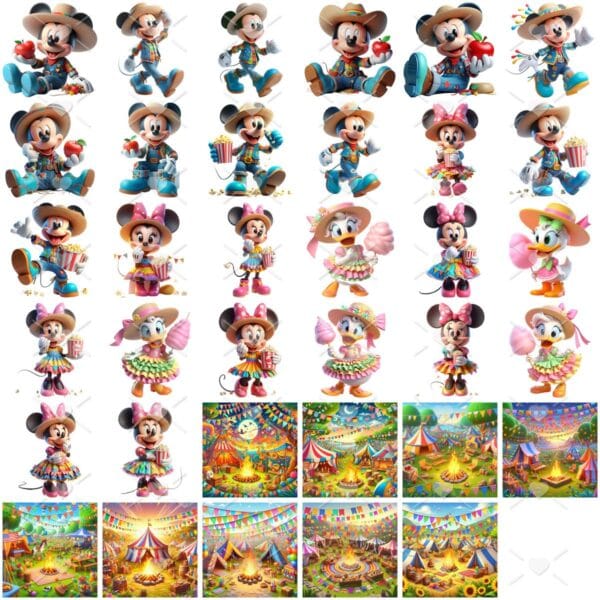 Kit Digital Festa Julina Mickey Baby Png Ilustrações 3D Fofo
