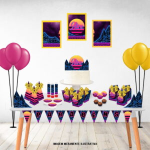 kit digital festa neon anos 80 completo para imprimir