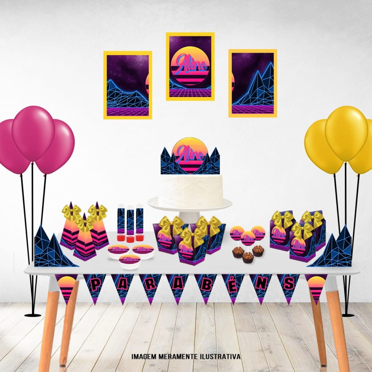 Kit Digital Festa Neon Anos 80 Completo para Imprimir 1 Kit Digital Festa Neon Anos 80 Completo para Imprimir