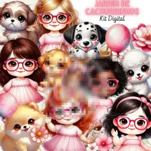 Kit Digital Filhotes Caninos 3d Png Para Scrapbooking