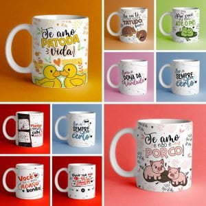 Kit Digital Flork Namorados 30 Artes Sublimação Caneca Png