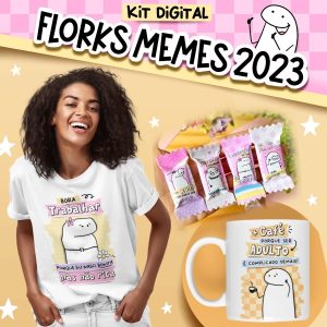 Kit Digital Florks Memes 2023 P/ Cartonagem Sublimação