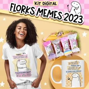 Kit Digital Florks Memes 2023 P/ Cartonagem Sublimação 10 Kit Digital Florks Memes 2023 P/ Cartonagem Sublimação