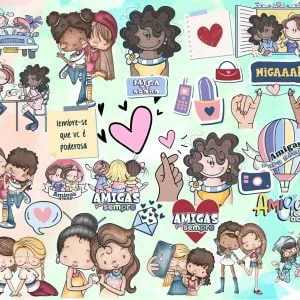 Kit Digital Frases Amizade Amigo Lettering Png Ilustrações