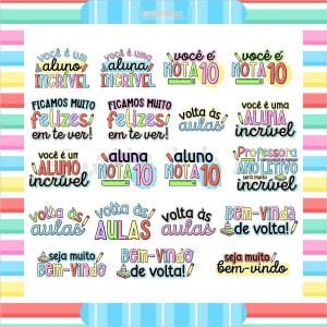 Kit Digital Frases Escolares Artes Papelaria Em Png