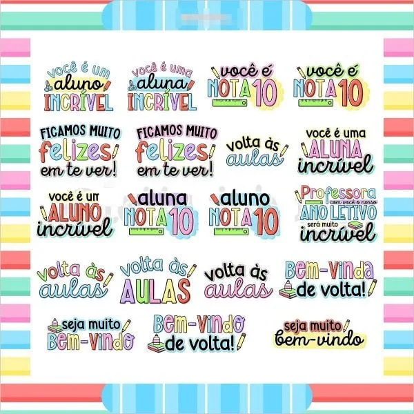 Kit Digital Frases Escolares Artes Papelaria Em Png