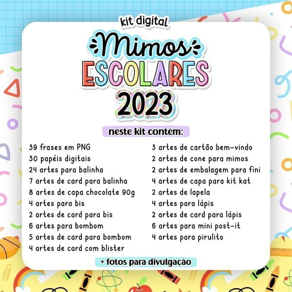 Kit Digital Frases Escolares Artes Papelaria Em Png