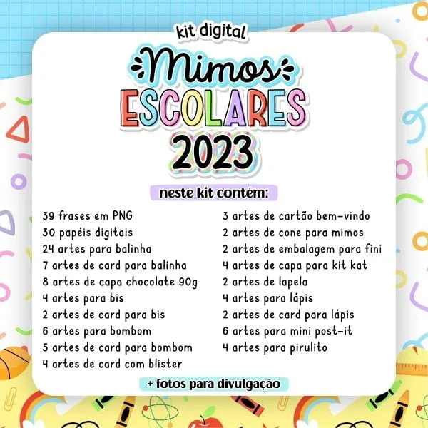 Kit Digital Frases Escolares Artes Papelaria Em Png