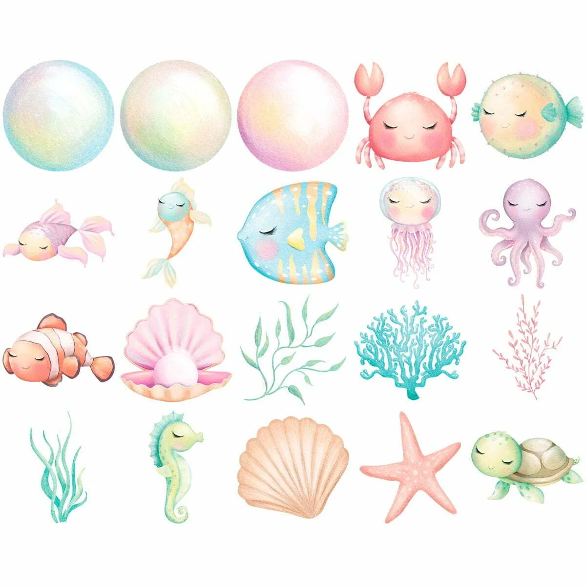 Kit Digital Fundo do Mar Aquarela 20 Imagens Png Fofo Cute 2 Kit Digital Fundo do Mar Aquarela 20 Imagens Png Fofo Cute