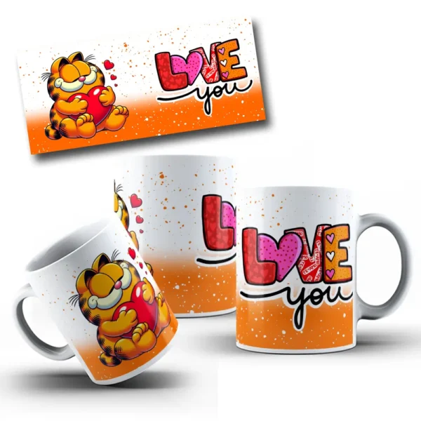 Kit Digital Garfield Amoroso Para Sublimacao Em Canecas 2