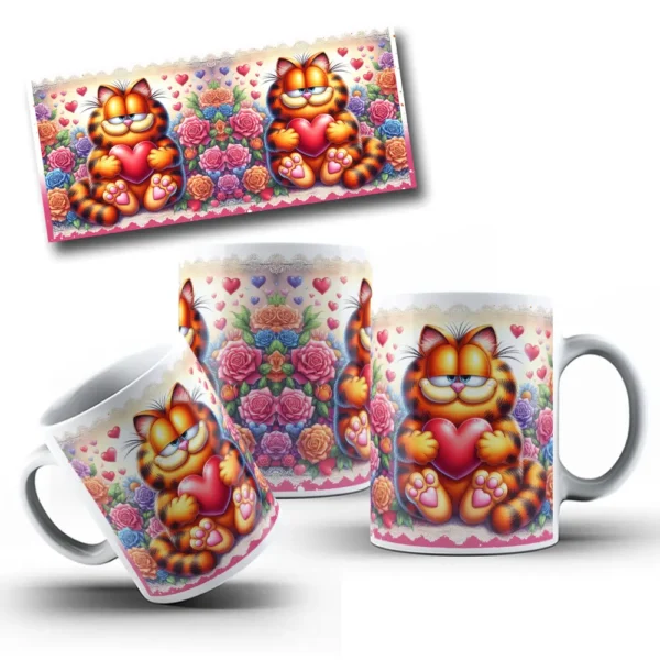 Kit Digital Garfield Amoroso Para Sublimacao Em Canecas