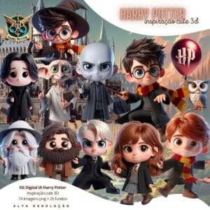 Kit Digital Harry Potter 3d Cute Ilustracoes Png Bebe Baby 3