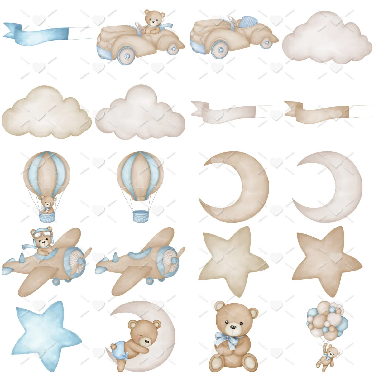 Kit Digital Ilustrações Urso Aviador Azul Vintage Pelúcia 2 Kit Digital Ilustrações Urso Aviador Azul Vintage Pelúcia