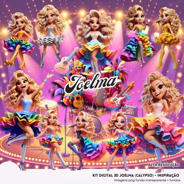 Kit Digital Joelma Calypso 3d Cute Fofo Ilustracoes Png 3