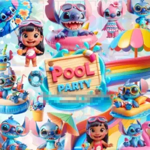 Kit Digital Lilo Stitch Pool Party Png Para Sublimacao