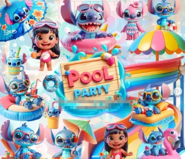 Kit Digital Lilo Stitch Pool Party Png Para Sublimacao