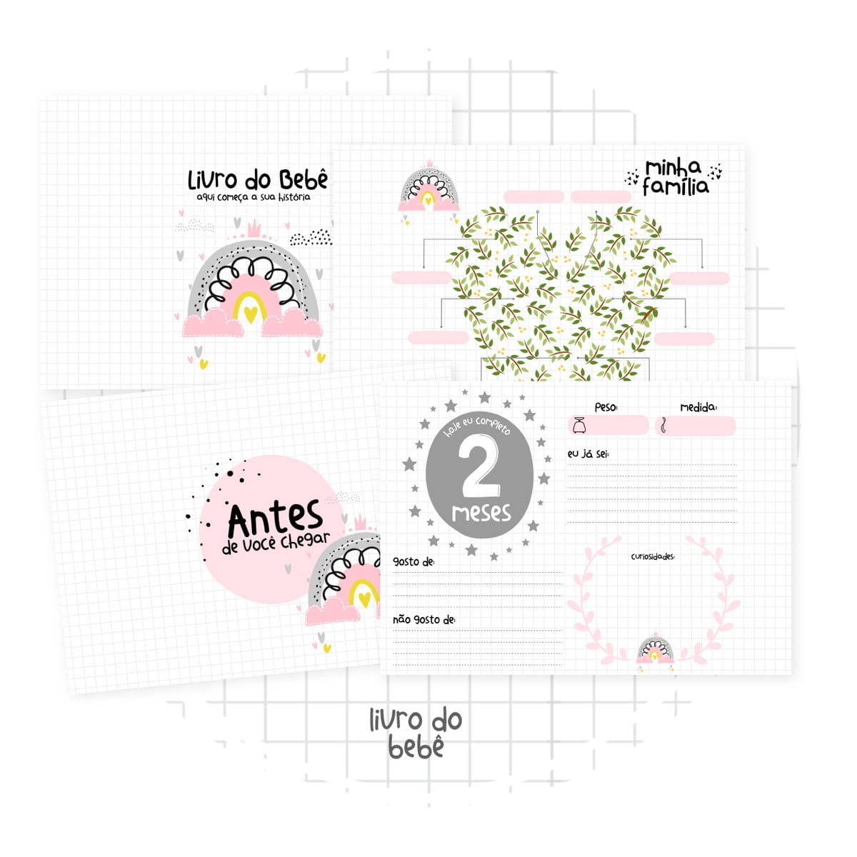 Kit Digital Livro do Bebê Arco Íris Menina 2 Kit Digital Livro do Bebê Arco Íris Menina - Imagem 2